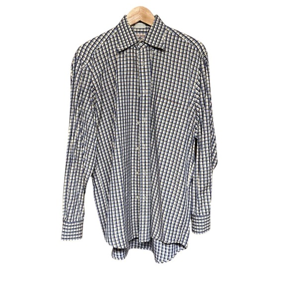 Other - Luciana Barbera "The Shirt" Blue Yellow Brown White Chek Men's‎ Medium